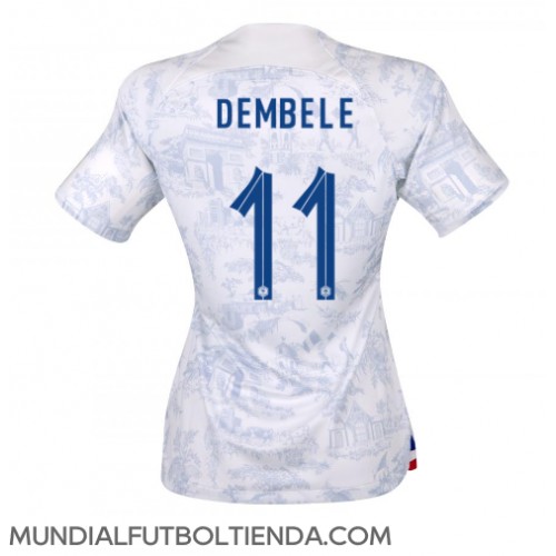Camiseta Francia Ousmane Dembele #11 Segunda Equipación Replica Mundial 2022 para mujer mangas cortas